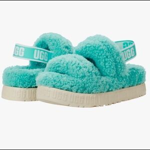 NEW UGG Teal Oh Fluffita Genuine Shearling Slingback Sandal